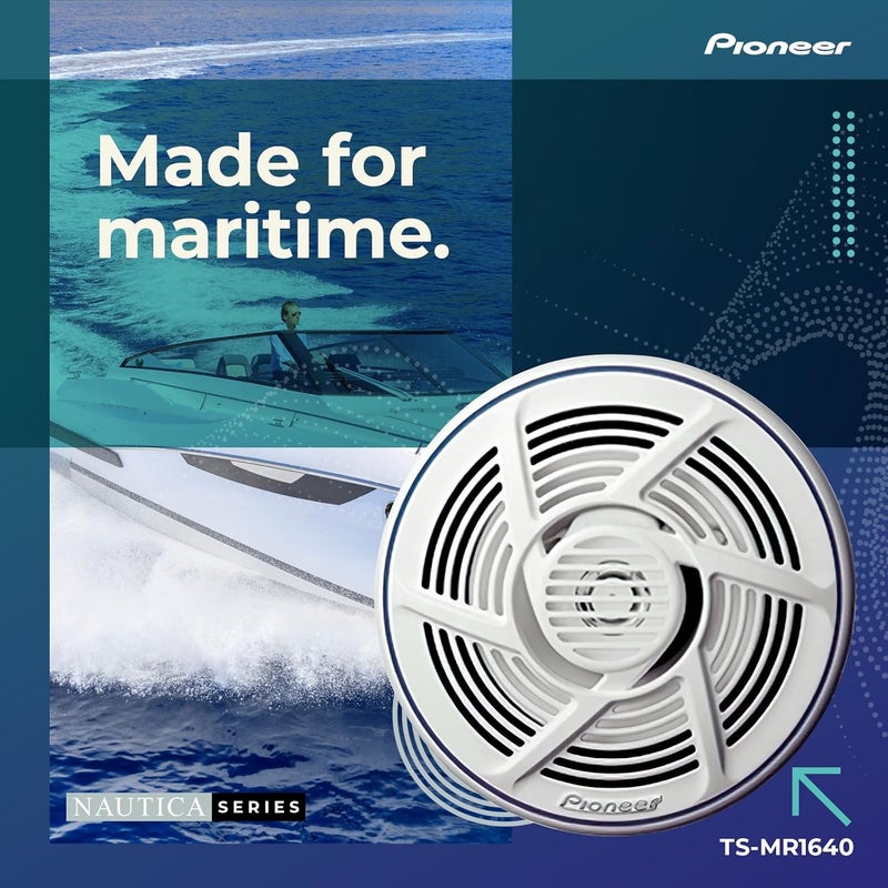 Pioneer TS-MR1640 6.5 Inch 2-Way Coaxial Loudspeaker - Salt-Waterproof, 160 Watts, White - Image 2